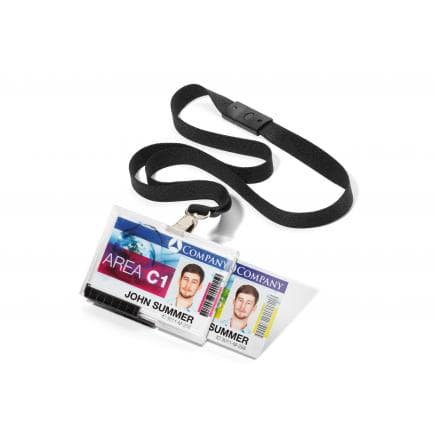 DURABLE 8926-01 - Porte-badge PUSHBOX avec cordon textile pour 2 cartes (lot muliple)