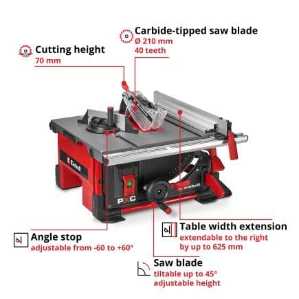 EINHELL 4340455 - TE-TS 36/8 T Li-Solo - Scie à table sans fil 18V (sans batterie ni chargeur)