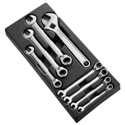 EXPERT E111100 - Module de 7 clés mixtes à cliquet et 1 clé à molette