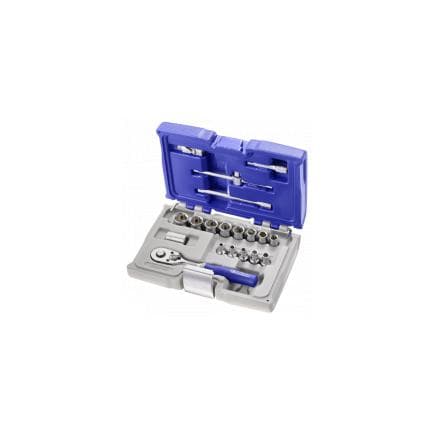 EXPERT E030700 - ASSORTIMENT DE DOUILLES ET ACCESSOIRES 1/4'' MÉTRIQUES 19 PIÈCES