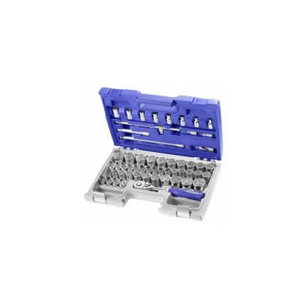 EXPERT E032909 - ASSORTIMENT DE DOUILLES ET ACCESSOIRES 1/2'' MIXTES 55 PIÈCES