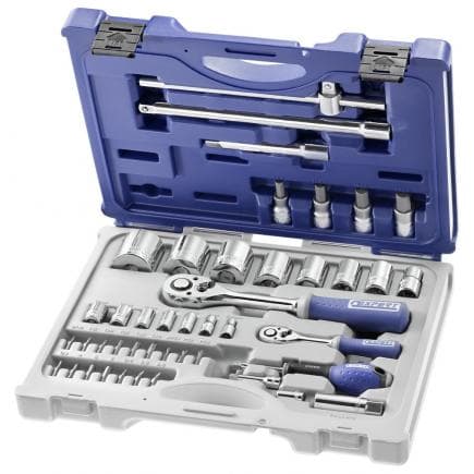 EXPERT E034855 - Coffret de douilles et accessoires 1/4'' 1/2'' métriques 44 pièces