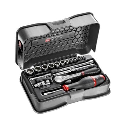 FACOM RL.161-2P6U - Coffret de douilles 1/4'' 6 pans en pouces - 17 pièces