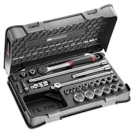 FACOM J.431BSP - Coffret de douilles 3/8'' 6 pans métriques et forets - 35 pièces