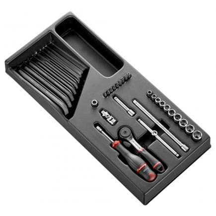 FACOM MOD.R161-16 - Module de douilles 1/4'' 6 pans métriques - 32 pièces