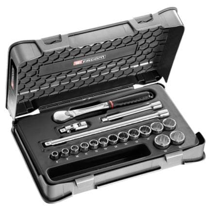 FACOM JL.161-2P12 - Coffret de douilles 3/8'' 12 pans métriques - 18 pièces