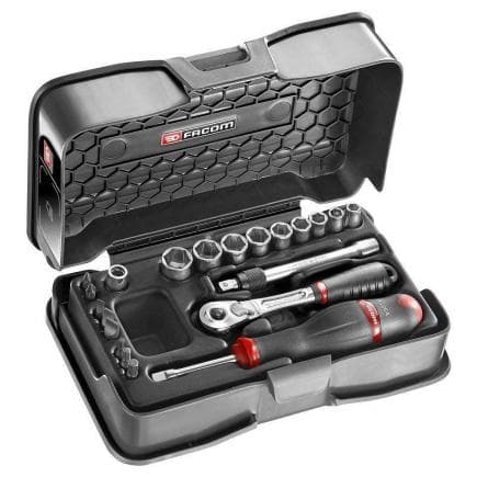 FACOM RL.171-4P6 - Coffret de douilles 1/4'' 6 pans métriques et forets - 21 pièces