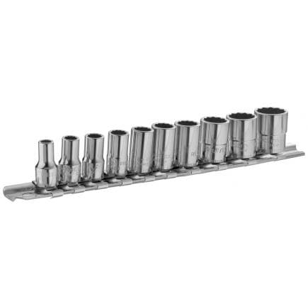 FACOM RB.40AE - Jeu de 10 douilles longues 1/4'' 12 pans métriques sur support
