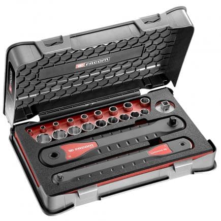 FACOM AXS.SMJ1 - Coffret de rallonges 1/4" et 3/8", douilles 6 pans 1/4" et 3/8''