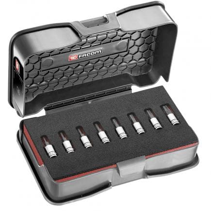 FACOM RTM.J8MGRPPB - Jeu de 8 pièces douilles avec vis 6 pans 1/4 "OGV GRIP 2-8 mm