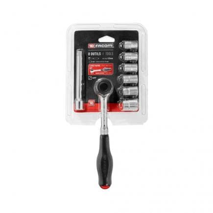 FACOM R.360PACKPB - Jeu de cliquet et douilles 1/4'' (8 pièces)