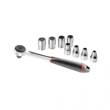 FACOM S.4JE9PB - Jeu de cliquet et embouts 1/2'' (9 pièces)