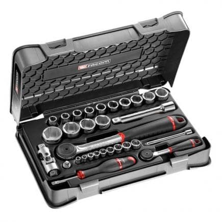 FACOM RS.161-1PB - Assortiment de douilles 6 pans métriques 1/4'' - 1/2'' R.161B - S.161B (30 pièces)