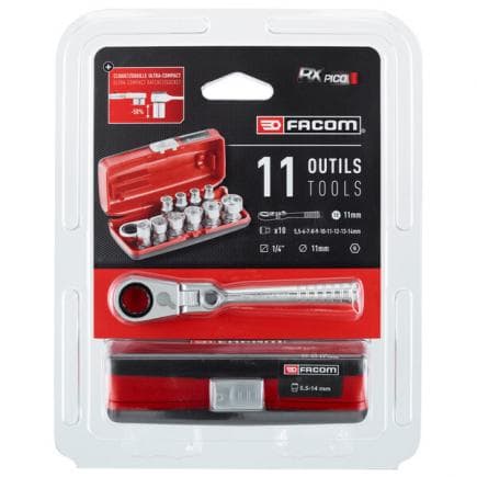 FACOM RXPICOPB - Assortiment de douilles 6 pans métriques 1/4'' R.180HX (11 pièces)