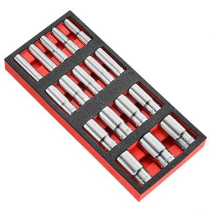 FACOM MODM.HLA2PB - Jeu de douilles longues 1/2 '' en plateau mousse (17 pièces)