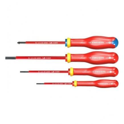 FACOM AT4VEPB - Tournevis isolés Protwist® 1000 V pour vis à fente (4 pièces)