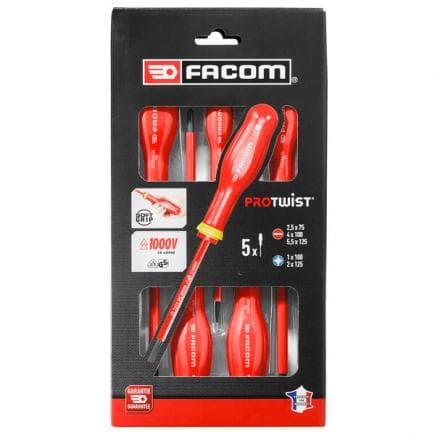 FACOM AT5VE.PB - Tournevis isolés Protwist® 1000 V (5 pièces)