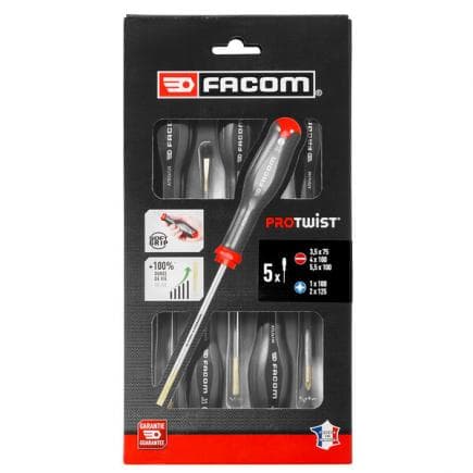 FACOM ATD5.PB - Jeu de tournevis Protwist® avec 2 supports (5 pièces)