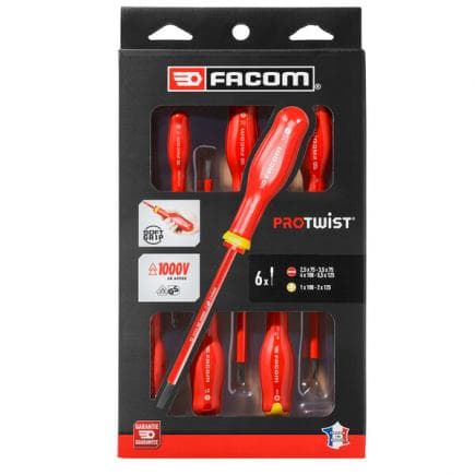 FACOM ATPVE.J6PB - Jeu de tournevis Protwist® isolés 1000 V (6 pièces)