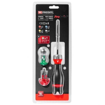 FACOM ACL.1APB - Tournevis à cliquet PROTWIST® 1/4'' avec 15 embouts