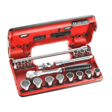 FACOM JL.DBOX112PB - Jeu de douilles métriques DBOX 3/8'' à 12 points avec cliquet (18 pièces)