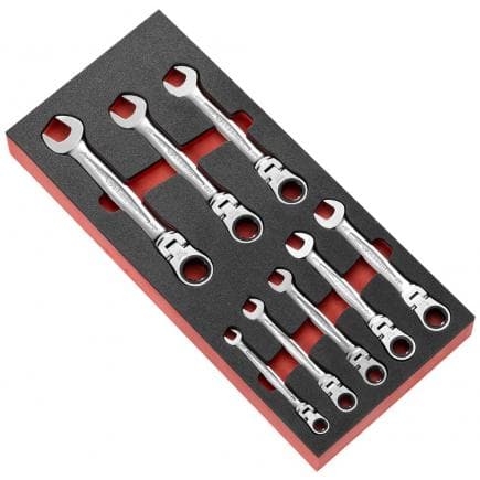 FACOM MODM.467FJU8 - Module en mousse de 8 clés mixtes à cliquet articulées, en pouces
