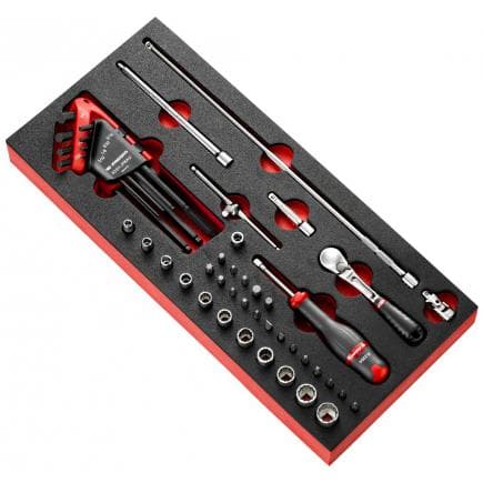 FACOM MODM.RL2U - Module en mousse à cliquet avec verrouillage 1/4'' et douilles en pouces