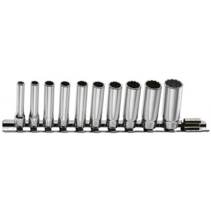 FACOM REL.40U - Jeu de 10 douilles 12 pans longues 1/4'' en pouces sur support