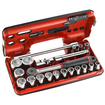 FACOM S.161DBOX1 - Coffret de douilles 1/2'' métriques 6 pans (21 pcs.)