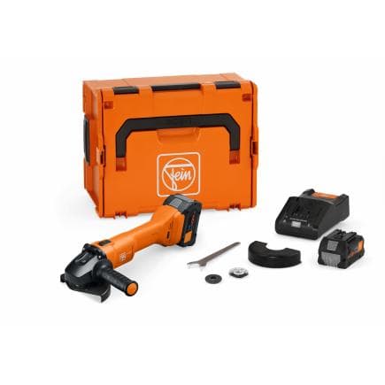FEIN 71221662000 - CCG 18-125-12 AS - Meuleuse d’angle compacte sans fil 18V ø 125 mm (avec 2 batteries de 8 Ah et chargeur dans la mallette de...