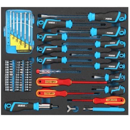 FERVI C960/4A - Jeu d’outils dans un plateau thermoformé pour blocs-tiroirs (60 pièces)