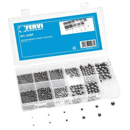 FERVI 0116P - Assortiment de billes en acier chromé en pouces (430 pcs.)
