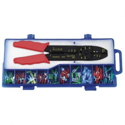FERVI 0122 - Pince à sertir universelle en kit avec bornes isolées
