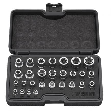 FERVI 0195 - Jeu de clés à douille Torx (28 pcs.)