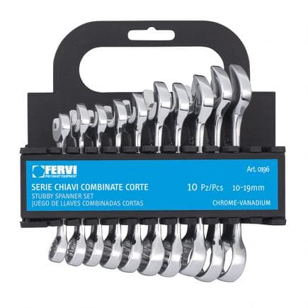 FERVI 0196 - Jeu de clés mixtes courtes en chromées polies en miroir (10 pcs.)