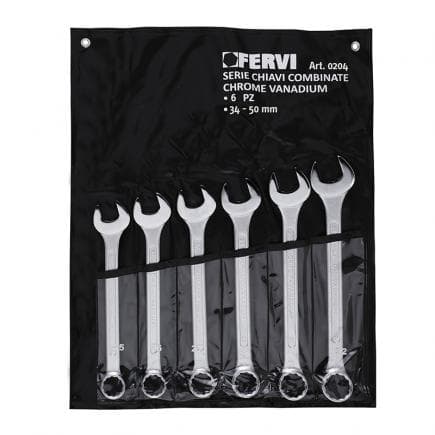 FERVI 0204 - Jeu de clés mixtes longues chromées polies en miroir (6 pcs.)