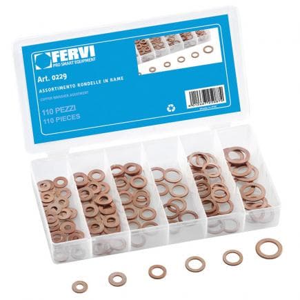 FERVI 0229 - Assortiment de rondelles en cuivre (110 pcs.)