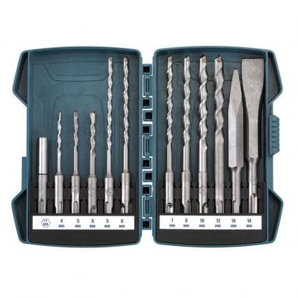 FERVI 0332 - Jeu de forets avec insert en carbure et burins muraux (12 pcs.)