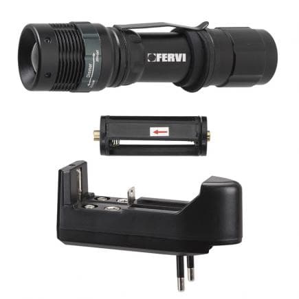 FERVI 0338 - Lampe de poche en aluminium avec 1 LED et fonction zoom manuel