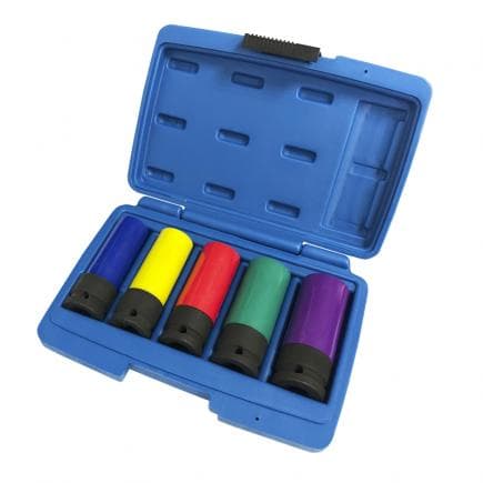 FERVI 0341/5S - Jeu de clés à douille hexagonales à choc revêtues de plastique (5 pcs.)