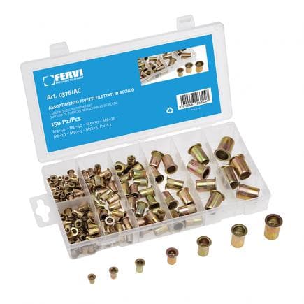 FERVI 0376/AC - Jeu de rivets filetés en acier (150 pcs.)