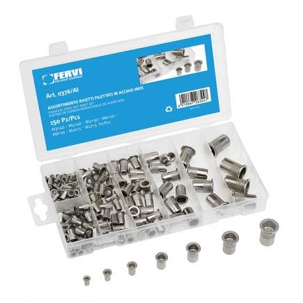 FERVI 0376/AI - Jeu de rivets filetés en acier inoxydable (150 pcs.)
