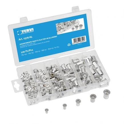 FERVI 0376/AL - Jeu de rivets filetés en aluminium (120 pcs.)
