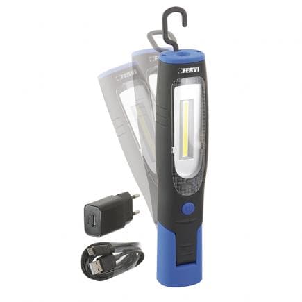 FERVI 0401 - Lampe rechargeable avec batterie lithium 3,7 V 2600 mAh et technologie LED COB