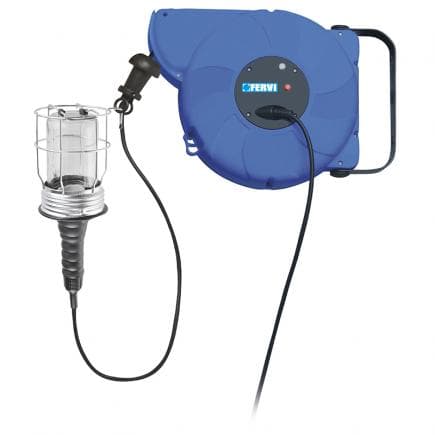 FERVI 0428 - Enrouleur de câble auto-rétractable avec support de lampe ø250 mm