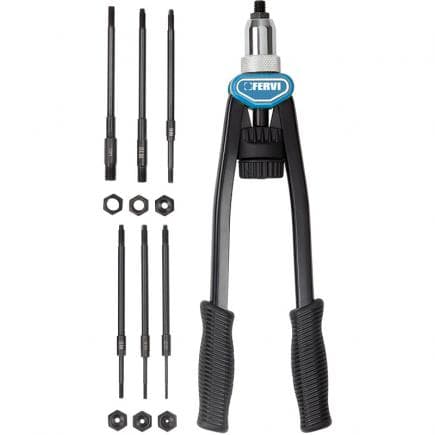 FERVI 0455 - Outil de rivetage à double levier pour inserts filetés de 400 mm