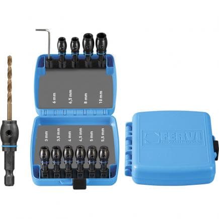 FERVI 0524 - Jeu de porte-embouts avec connexion 1/4'' (10 pcs.)