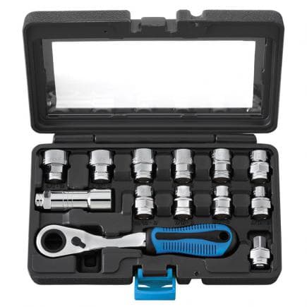FERVI 0593 - Low profile go-through spline socket set (13 pcs.)