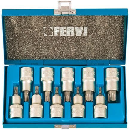 FERVI 0622 - Jeu de douilles avec inserts Torx (10 pcs.)