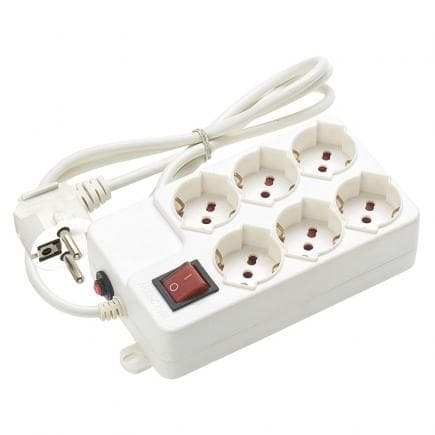 FERVI 0651/6S - Multiprise avec 6 prises bypass et schuko et prise allemande